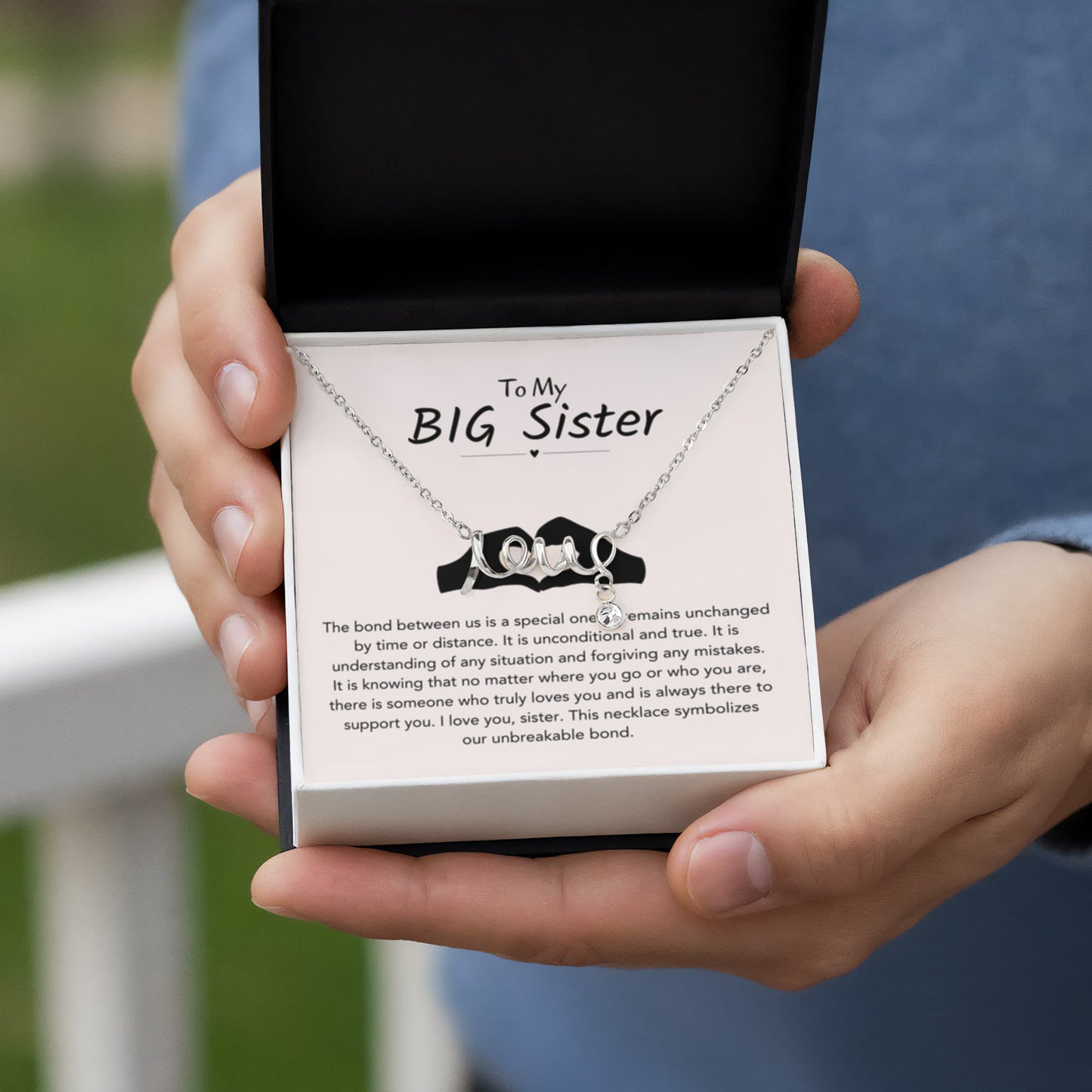 To My Big Sister Necklace - The bond between us is a special one - Gift for Big Sister - Scripted Love Necklace - Personalize Memories