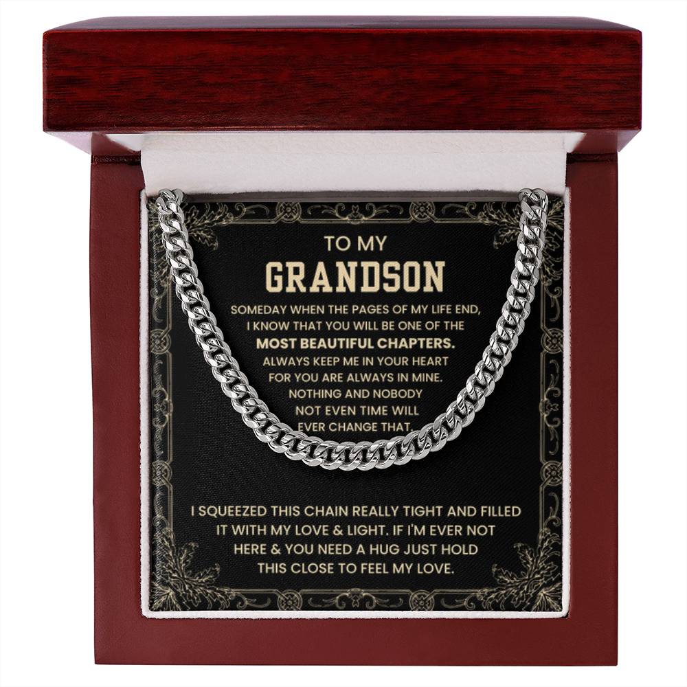 To My Grandson - Someday when the pages of my life end - Cuban Link Chain - Personalize Memories