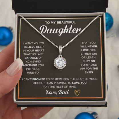 To My Daughter Necklace - Emotional Jewelry from Dad to Celebrate Love Every Day & Always - Eternal Hope Necklace - Personalize Memories