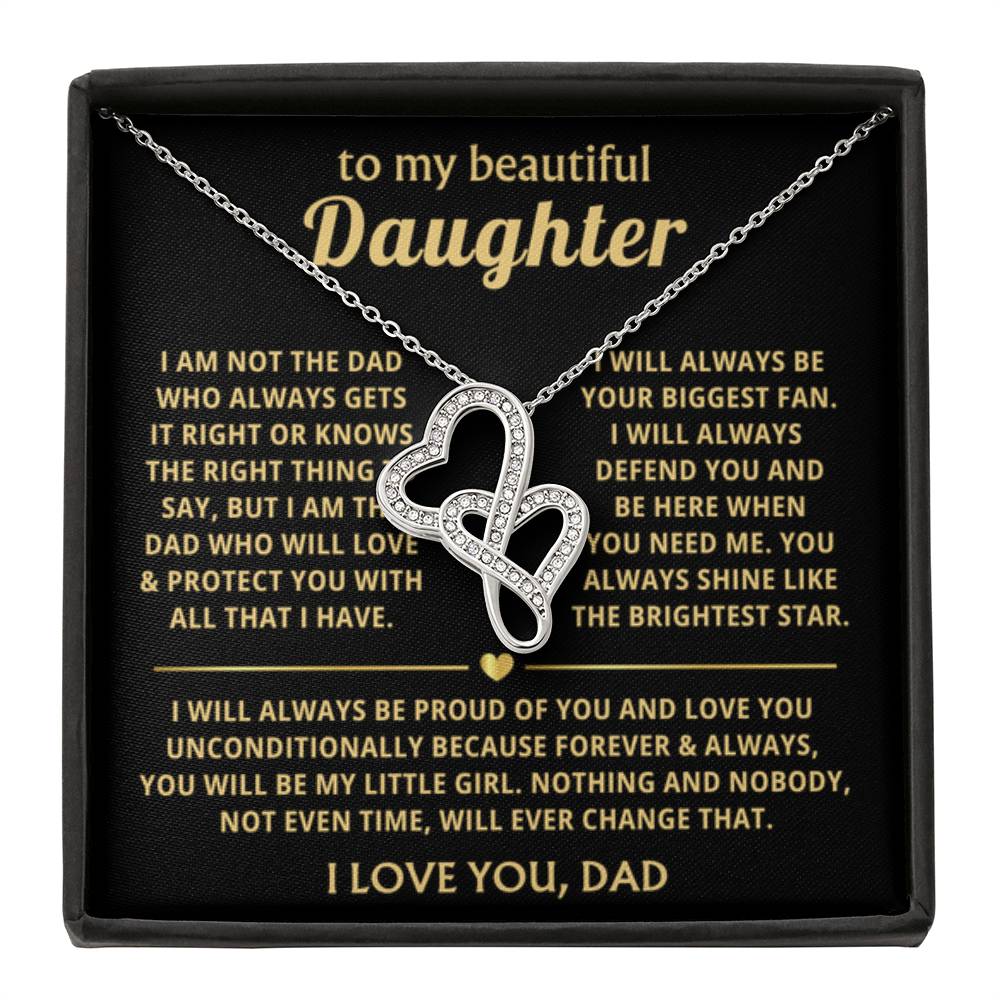 To My Daughter Necklace - Sentimental Birthday Gift from Dad, Meaningful Jewelry for Milestones & Holidays - Heart-to-heart Pendant Necklace - Personalize Memories