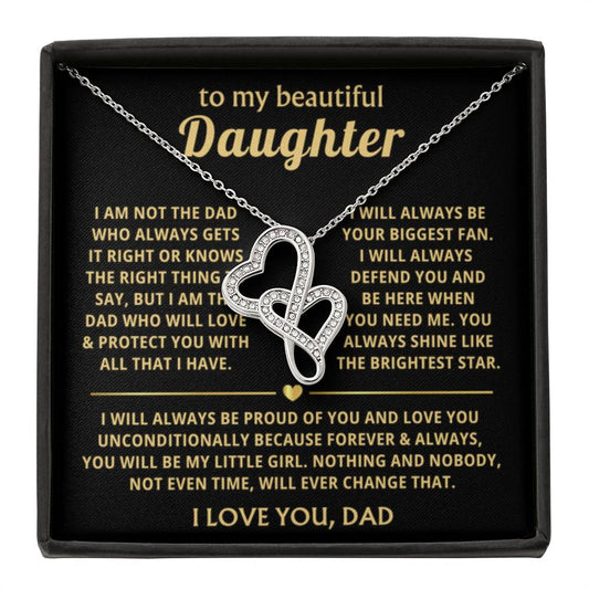 To My Daughter Necklace - Sentimental Birthday Gift from Dad, Meaningful Jewelry for Milestones & Holidays - Heart-to-heart Pendant Necklace - Personalize Memories