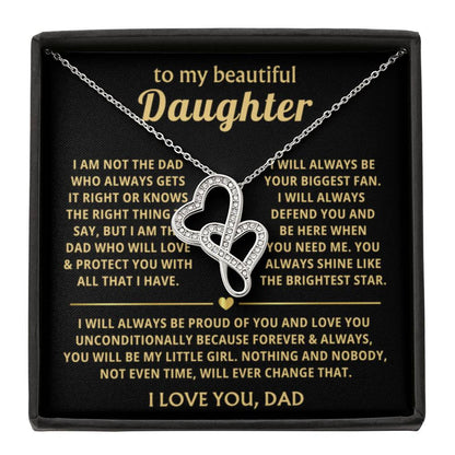 To My Daughter Necklace - Sentimental Birthday Gift from Dad, Meaningful Jewelry for Milestones & Holidays - Heart-to-heart Pendant Necklace - Personalize Memories