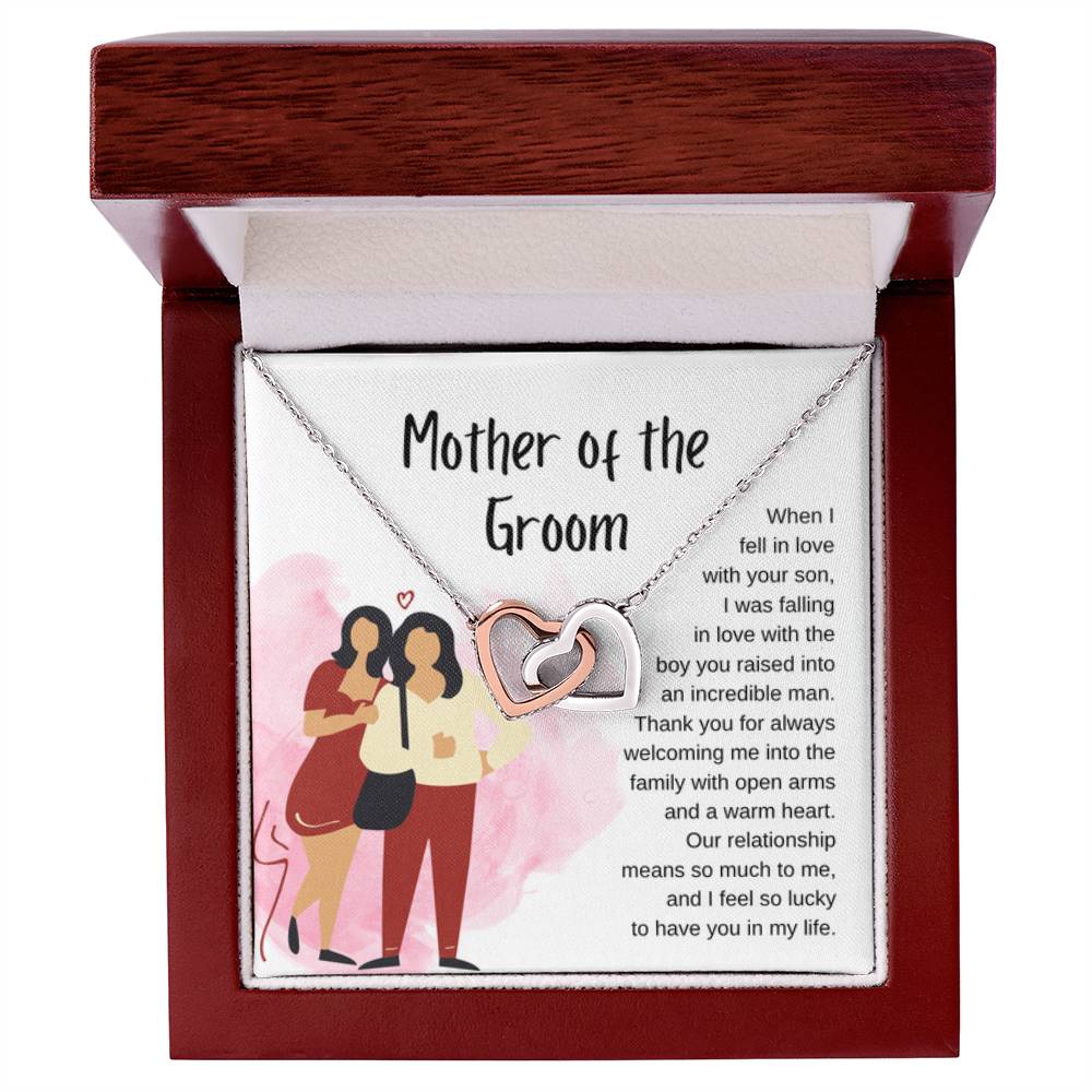 Mother of the Groom Gift - Our relationship means so much to me - Interlocking Hearts Necklace - Personalize Memories