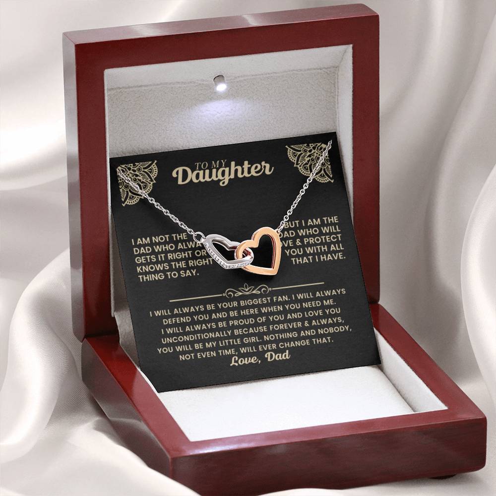 To My Daughter Necklace - Father to Daughter Gift for Graduation, Birthday & Big Life Moments - Interlocking Hearts Necklace - Personalize Memories