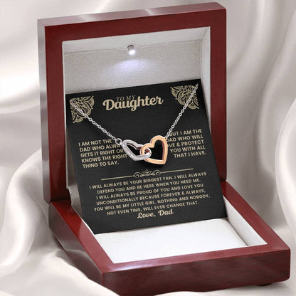 To My Daughter Necklace - Father to Daughter Gift for Graduation, Birthday & Big Life Moments - Interlocking Hearts Necklace - Personalize Memories