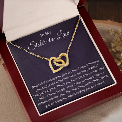 To My Sister In Law - Thank You for Accepting Me - Interlocking Hearts Necklace - Personalize Memories