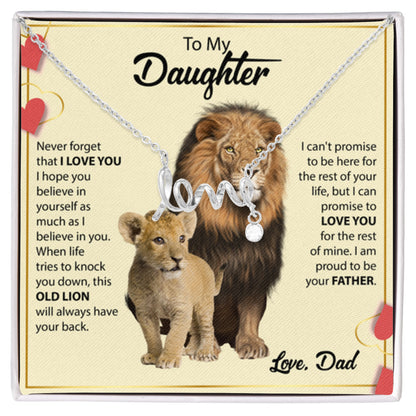 To My Daughter Necklace - Best Surprise Gift for Daughter from Dad for Graduation, Birthday & Christmas - Scripted Love Necklace - Personalize Memories