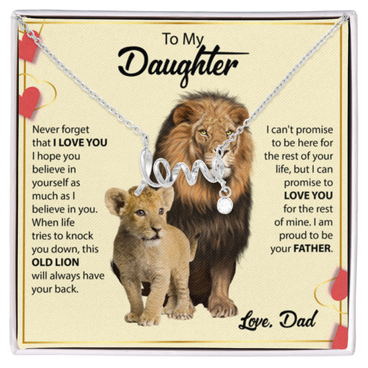 To My Daughter Necklace - Best Surprise Gift for Daughter from Dad for Graduation, Birthday & Christmas - Scripted Love Necklace - Personalize Memories