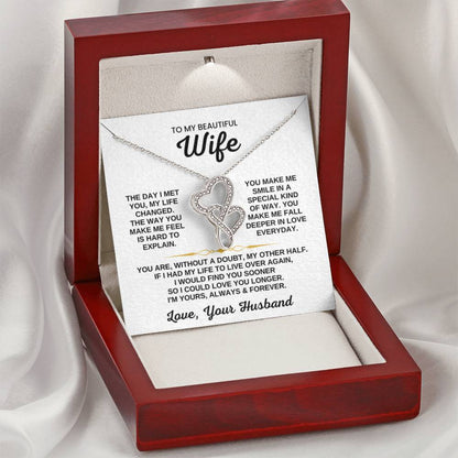 To My Wife Necklace - Perfect Gift from Husband for Birthday, Christmas & Valentine’s Day - Heart-to-heart Pendant Necklace - Personalize Memories