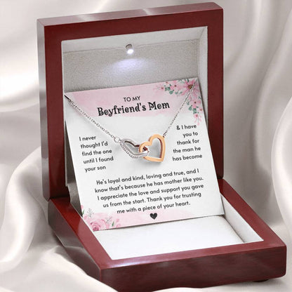 To My Boyfriend's Mom - I Will Forever Be Grateful For You - Interlocking Hearts Necklace - Best Gift for Boyfriend's Mom - Personalize Memories