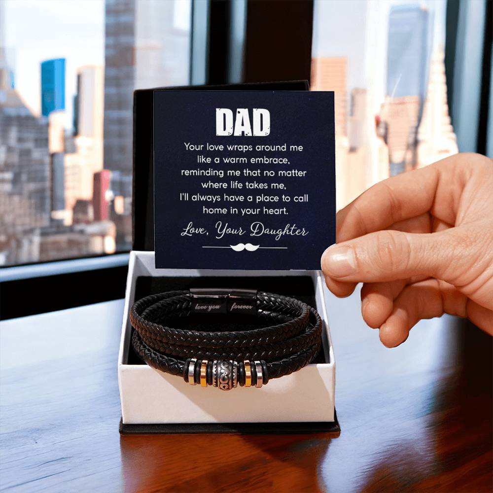Gift for Dad from Daughter - Your love wraps around me like a warm embrace - Love You Forever Bracelet - Personalize Memories