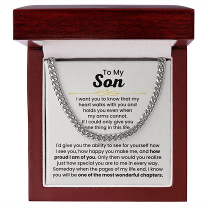 To My Son Necklace – Holiday Gift for Son Graduation – Cuban Link Chain - Personalize Memories