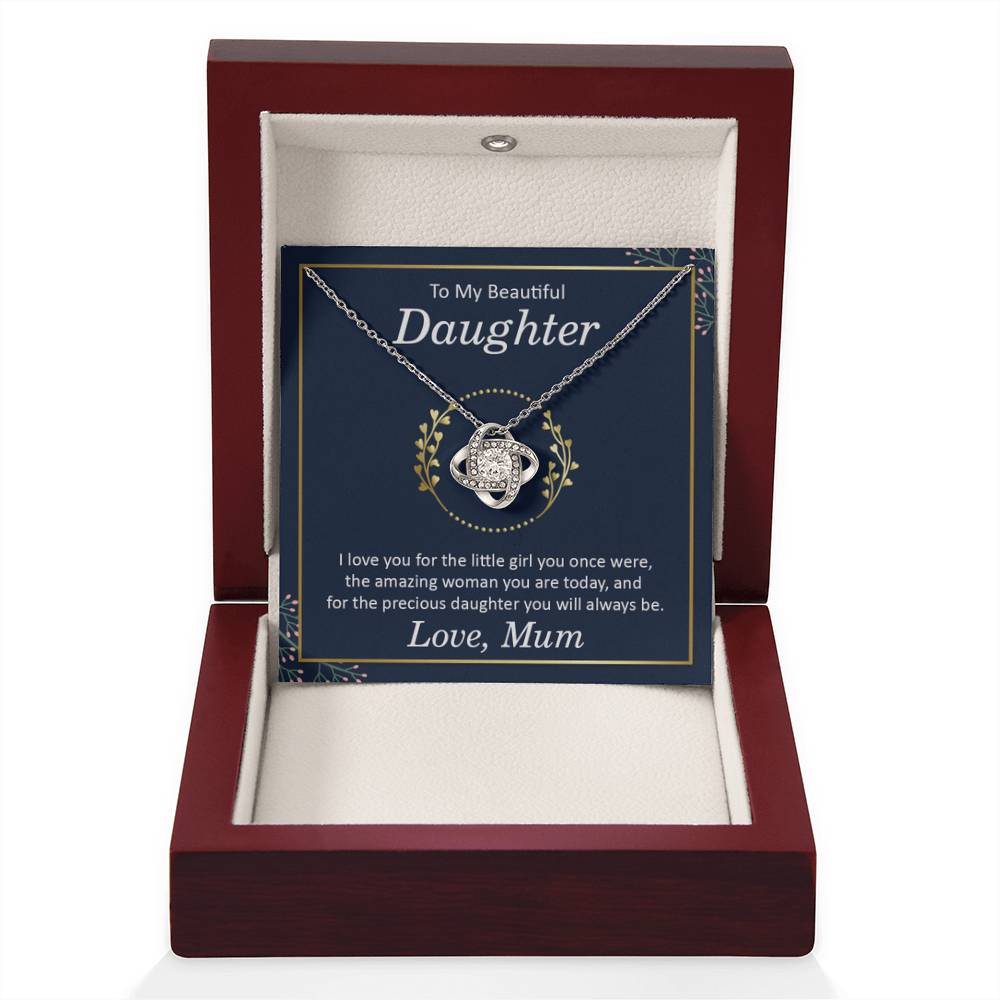 To My Daughter Necklace – Mum to Daughter Present for Graduation – Love Knot Necklace - Personalize Memories