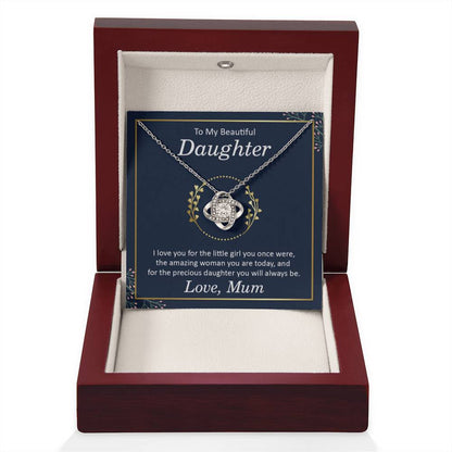 To My Daughter Necklace – Mum to Daughter Present for Graduation – Love Knot Necklace - Personalize Memories