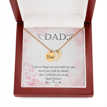 Angel Wing Dad Necklace Gift from Heaven - Daddy Memorial Gift