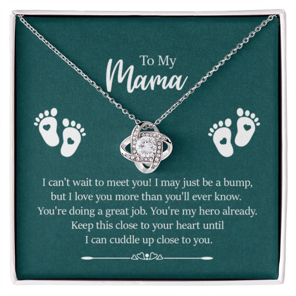 To my mama - I can't wait to meet you New Mom - Love Knot Necklace - Personalize Memories