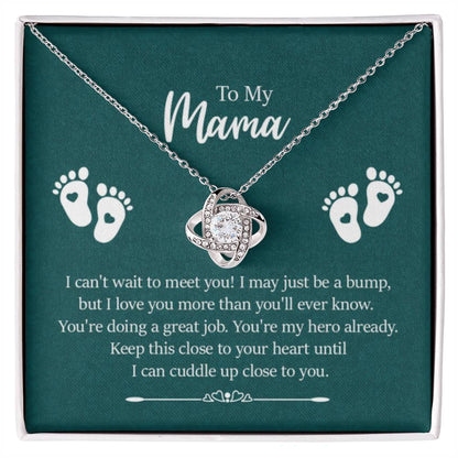 To my mama - I can't wait to meet you New Mom - Love Knot Necklace - Personalize Memories