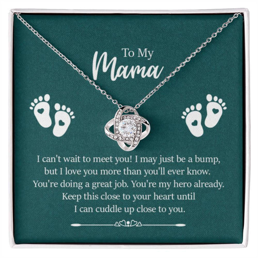 To my mama - I can't wait to meet you New Mom - Love Knot Necklace - Personalize Memories