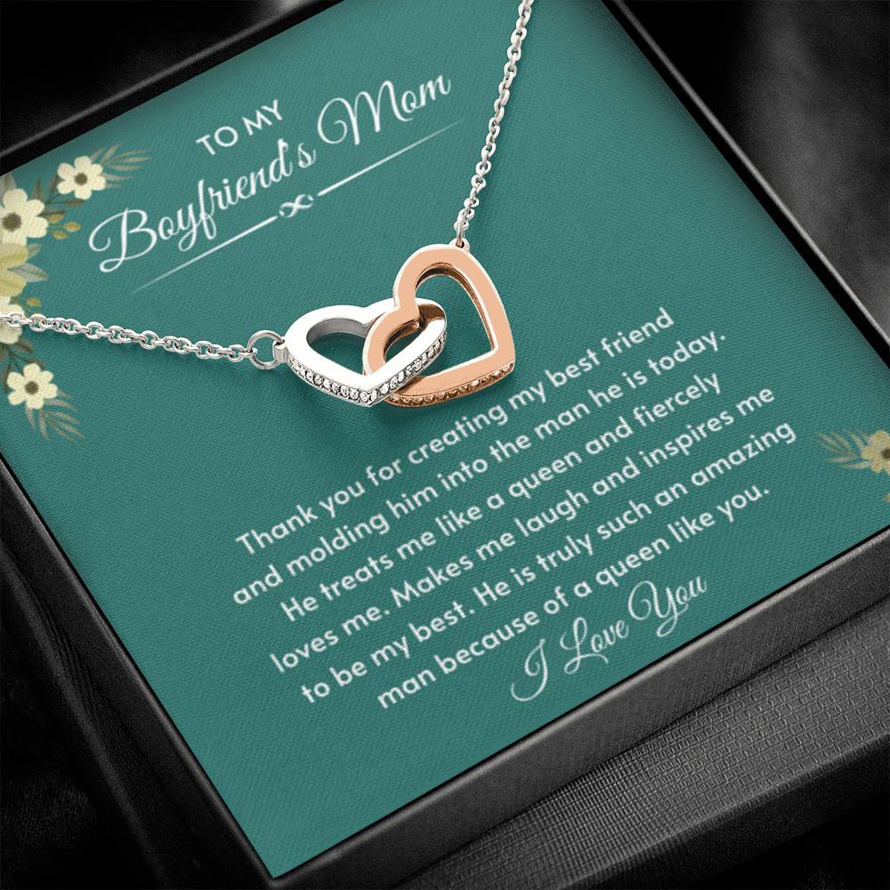 To My Boyfriend's Mom - He is truly such an amazing man - Interlocking Hearts Necklace - Bf Mom Gift - Personalize Memories