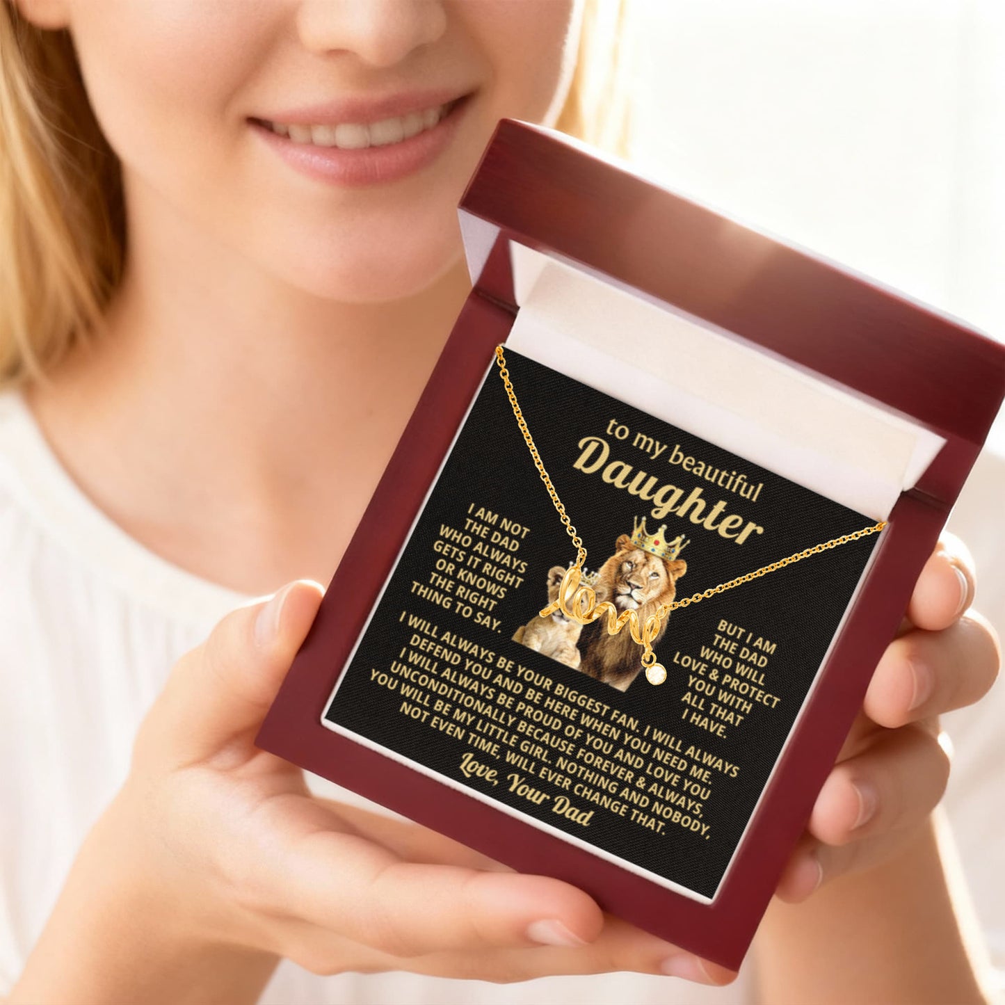 To My Beautiful Daughter Necklace - I will always be your biggest fan - Gift for Daughter from Dad - Scripted Love Necklace - Personalize Memories