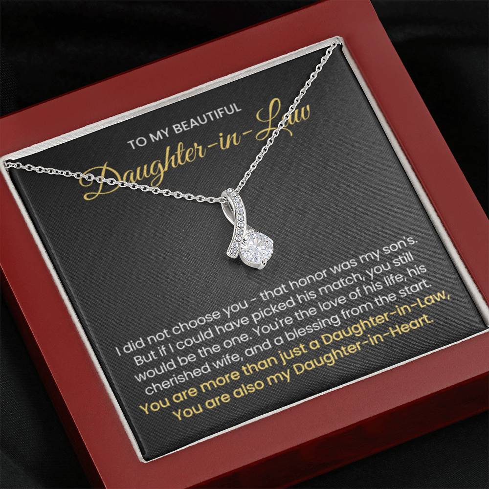 To My Daughter In Law - You are also my Daughter in heart - Alluring Beauty Necklace - Personalize Memories