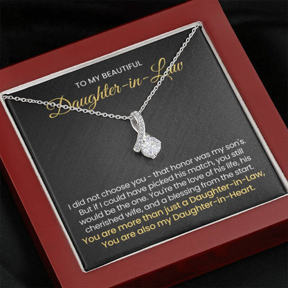 To My Daughter In Law - You are also my Daughter in heart - Alluring Beauty Necklace - Personalize Memories