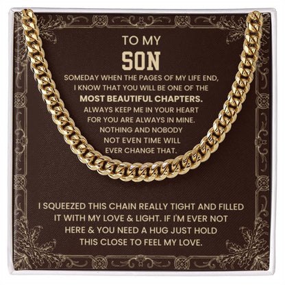To My Son Necklace - Just hold the close to feel my love - Cuban Link Chain - Personalize Memories