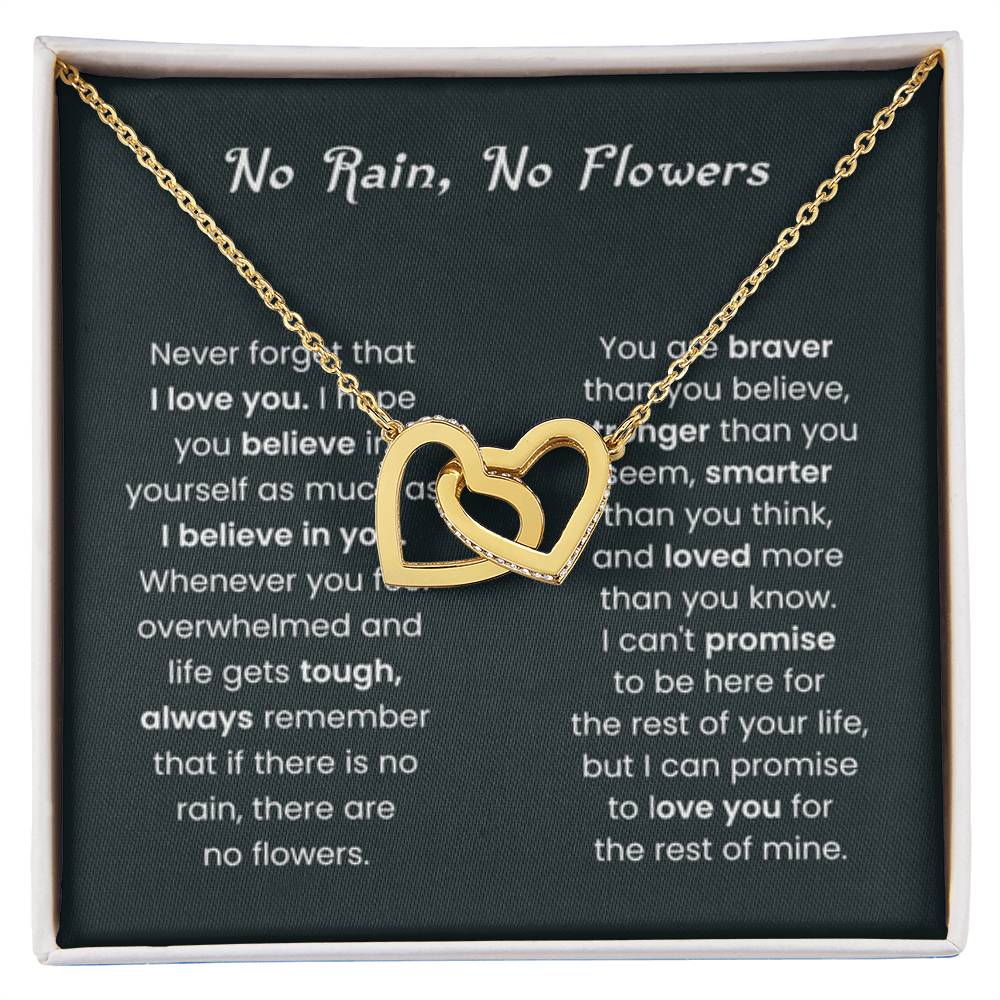 No Rain, No Flowers Gift for Her - Interlocking Hearts Necklace - Personalize Memories