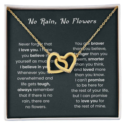 No Rain, No Flowers Gift for Her - Interlocking Hearts Necklace - Personalize Memories