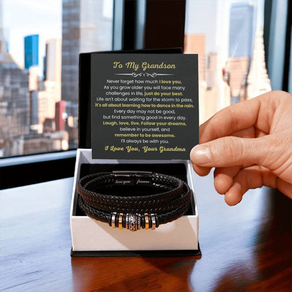 To My Grandson Bracelet – Birthday, Graduation, Christmas Gift from Grandma – Love You Forever Bracelet - Personalize Memories