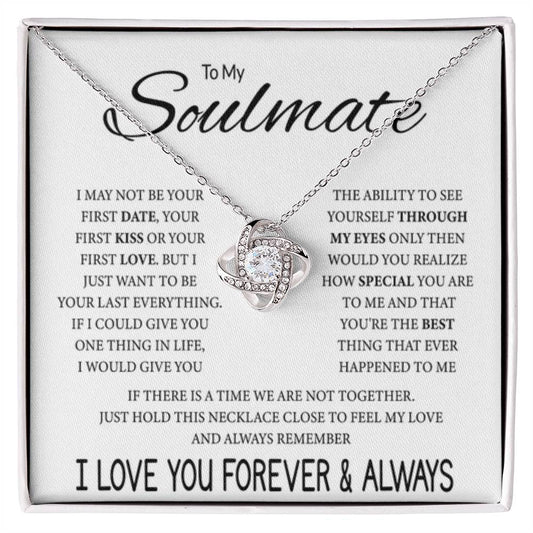 To My Soulmate Necklace - Romantic Gift for Valentine’s Day & Relationship Milestones - Love Knot Necklace - Personalize Memories