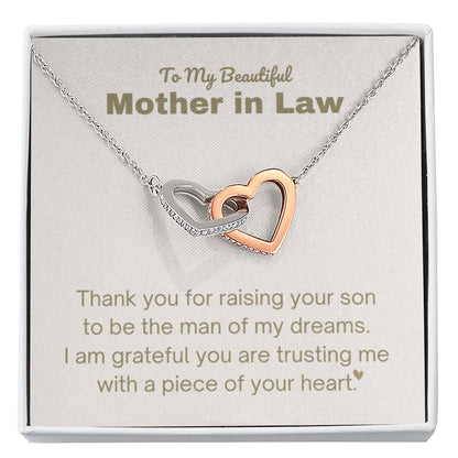 Mother In Law Gift - Thank you for raising the man of my dreams - Interlocking Hearts Necklace - Personalize Memories