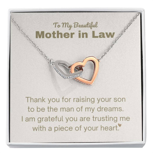 Mother In Law Gift - Thank you for raising the man of my dreams - Interlocking Hearts Necklace - Personalize Memories