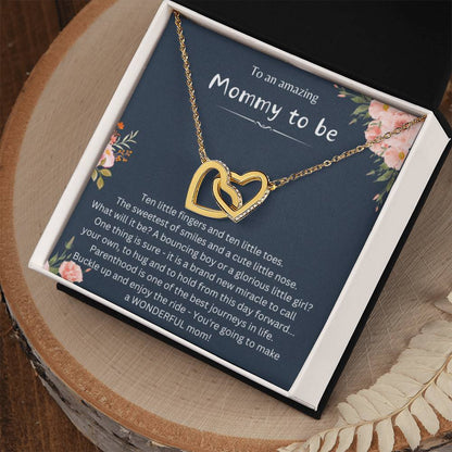 Heartfelt Gift for Mommy To Be - Interlocking Hearts Necklace - Personalize Memories