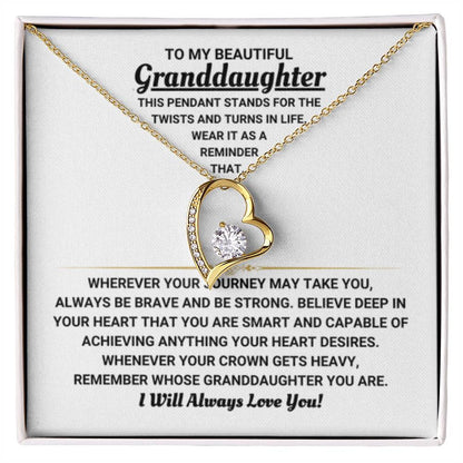 To My Granddaughter Necklace – Graduation & Birthday Jewelry Gift for Granddaughter – Forever Love Necklace - Personalize Memories
