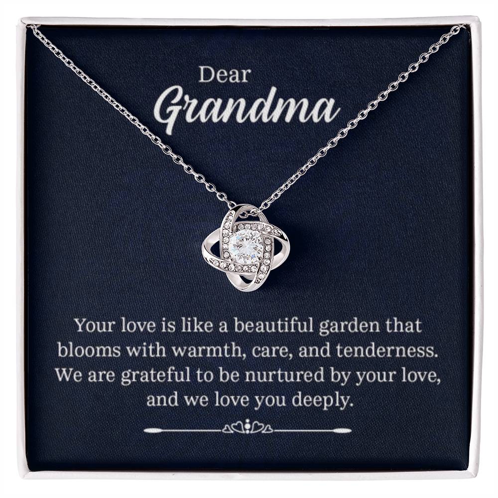 Dear Grandma - Your love is like a beautiful garden - Grandma Gift Grandma - Love Knot Necklace - Personalize Memories