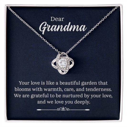 Dear Grandma - Your love is like a beautiful garden - Grandma Gift Grandma - Love Knot Necklace - Personalize Memories
