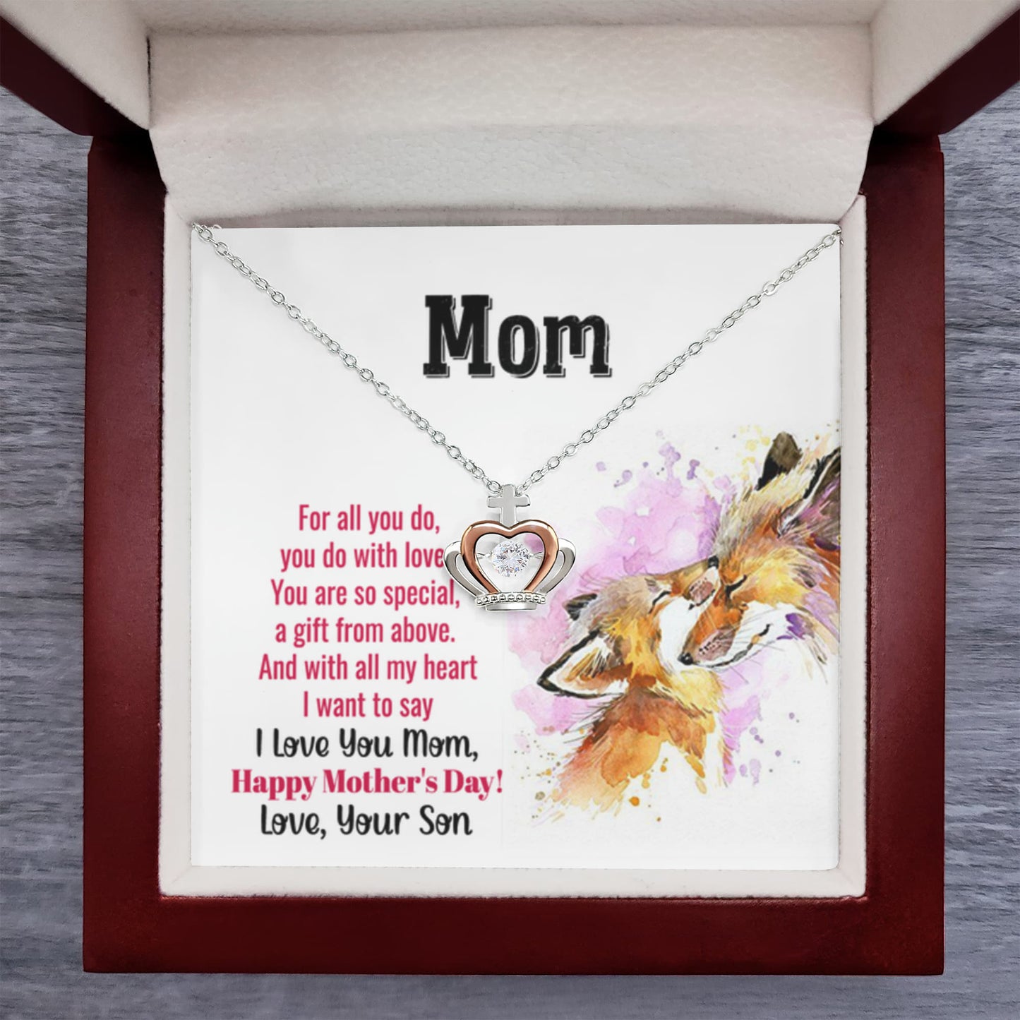 Mother's Day Gift from Son - Mom you are so special - Crown Pendant Necklace - Personalize Memories