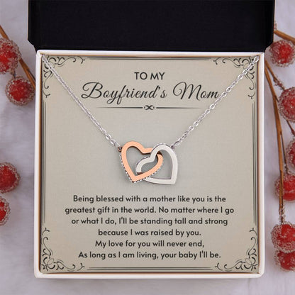 To My Boyfriend's Mom - My love for you will never end - Interlocking Hearts Necklace - Personalize Memories