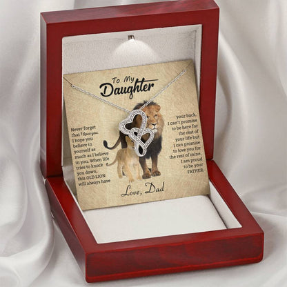 To My Daughter Necklace - When life tries to knock you down - Daughter Present from Dad - Heart-to-heart Pendant Necklace - Personalize Memories