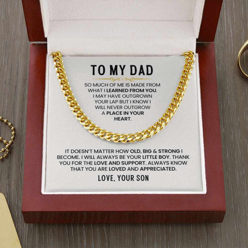 Gift for Dad from Son - I Will Always Be Your Little Boy - Cuban Link Chain - Personalize Memories