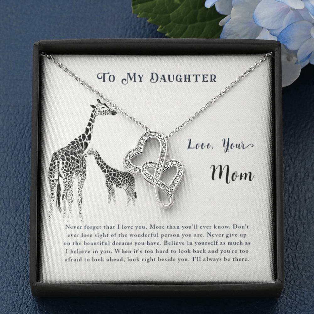 To My Daughter Necklace - Special Gift from Mom for Birthday, Christmas & Proud Mom Moments - Heart-to-heart Necklace - Personalize Memories
