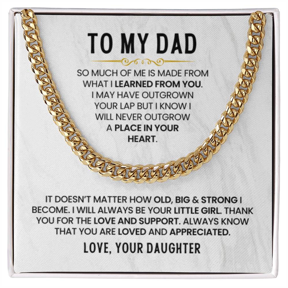 Dad Gift from Daughter - I Will Always Be Your Little Girl - Cuban Link Chain - Personalize Memories