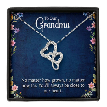To Our Grandma - You will always be close to our heart - Gift for Grandmother Grandma - Heart-to-heart Pendant Necklace - Personalize Memories