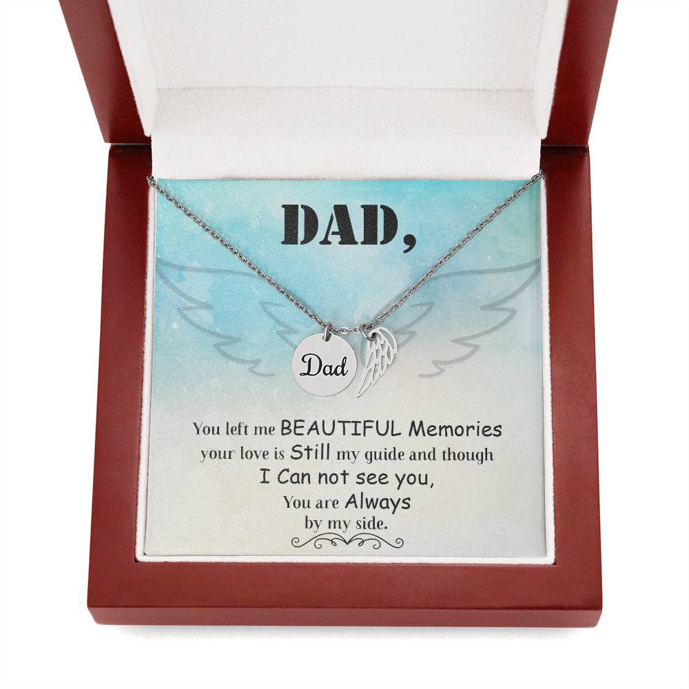 Angel Wing Dad Necklace Gift from Heaven - Remembrance Necklace for Dad - Loss of Dad Gift