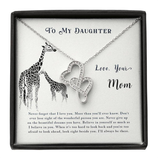 To My Daughter Necklace - Special Gift from Mom for Birthday, Christmas & Proud Mom Moments - Heart-to-heart Necklace - Personalize Memories