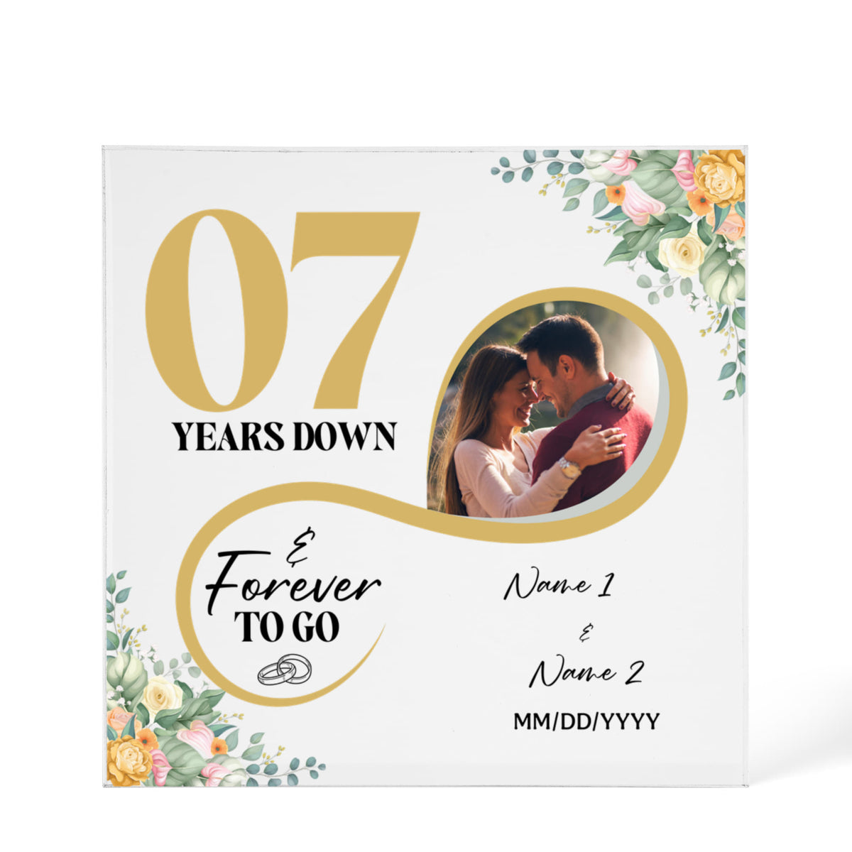 Personalized Acrylic Block, Custom Photo, Happy 7th Wedding Anniversary Gifts, Marriage Gifts, 7 Year Married Gift Wife Husband Present