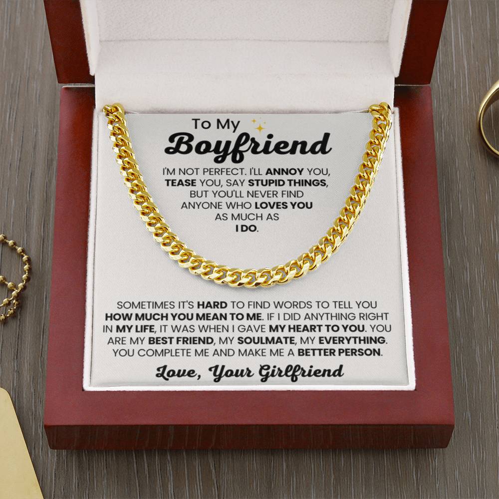 Cuban Link Chain for Boyfriend - Birthday, Anniversary Gift from Girlfriend - Personalize Memories