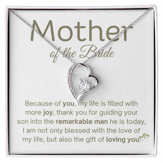 Mother of the Groom Present - Because of you - Forever Love Necklace - Gift for MIL - Personalize Memories