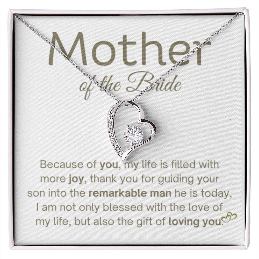 Mother of the Groom Present - Because of you - Forever Love Necklace - Gift for MIL - Personalize Memories